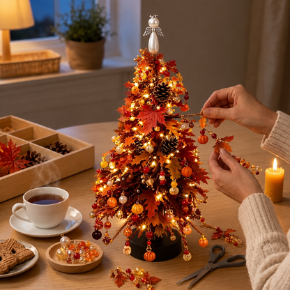 Perlvio | Decorazione natalizia albero di perline da creare con catena luminosa LED, circa 25 cm