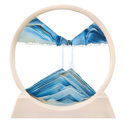 Dunvia | Bewegtes Sandbild im Glasrahmen als Dekoration für Schreibtisch und Regal