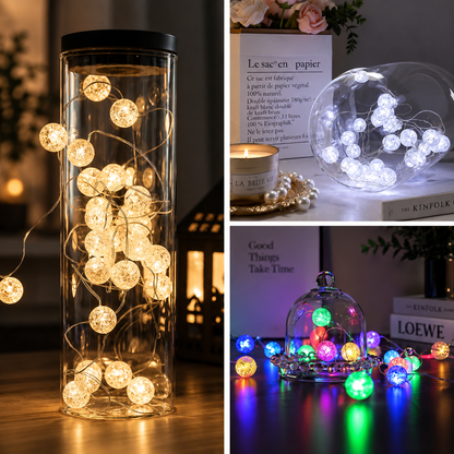 Kristalo | LED Lichterkette mit Kugeln in Kristalloptik, batteriebetrieben, 1 bis 3 m
