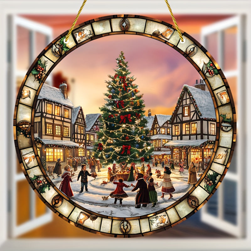 Winora | Christmas decor window hanging made of acrylic with Christmas village