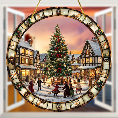 Winora | Christmas decor window hanging made of acrylic with Christmas village