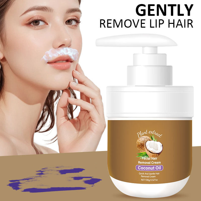 Velunea | Crema depilatoria facial con aceite de coco y aloe vera, 100 g