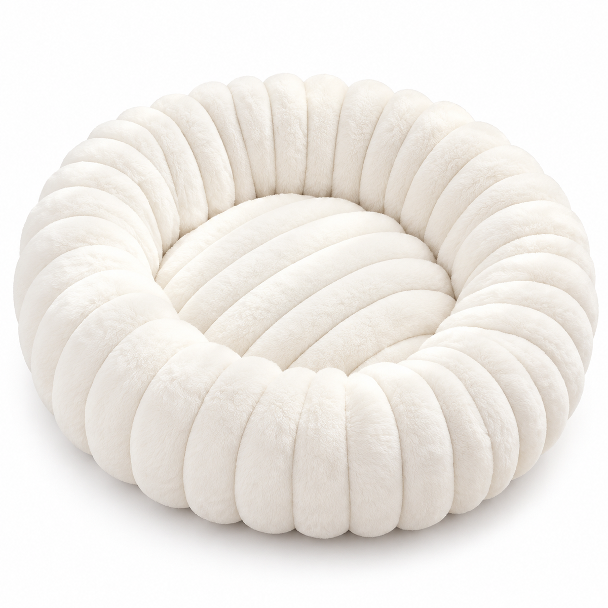 Kuschio | Cuccia rotonda in peluche per cani con bordo morbido, lavabile, Ø 40–80 cm