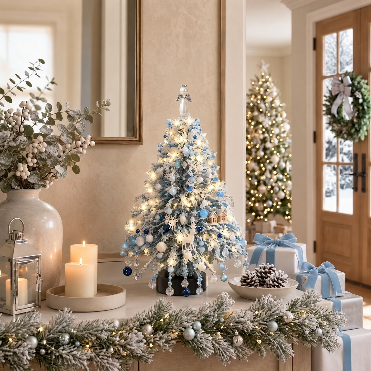 Perlvio | Decorazione natalizia albero di perline da creare con catena luminosa LED, circa 25 cm