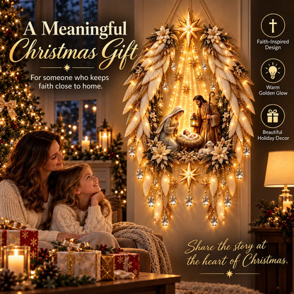 Seraphel | Decorazione natalizia luminosa della natività con ali d’angelo e stella