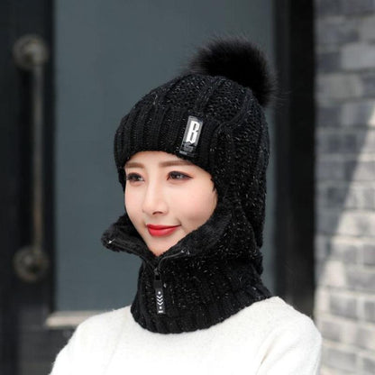 Mutzelo | Gorro de invierno de lana de punto grueso con protección para las orejas, elástico