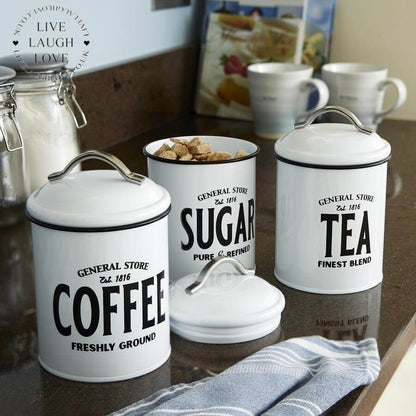 Emalio | Set da 3 barattoli smaltati per caffè, tè e zucchero