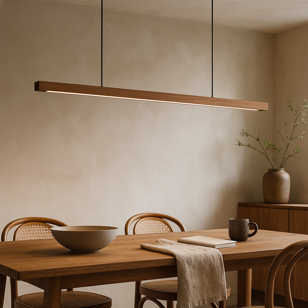 Linavo | Pendelleuchte aus Holz für die Kücheninsel, LED, 80 oder 120 cm