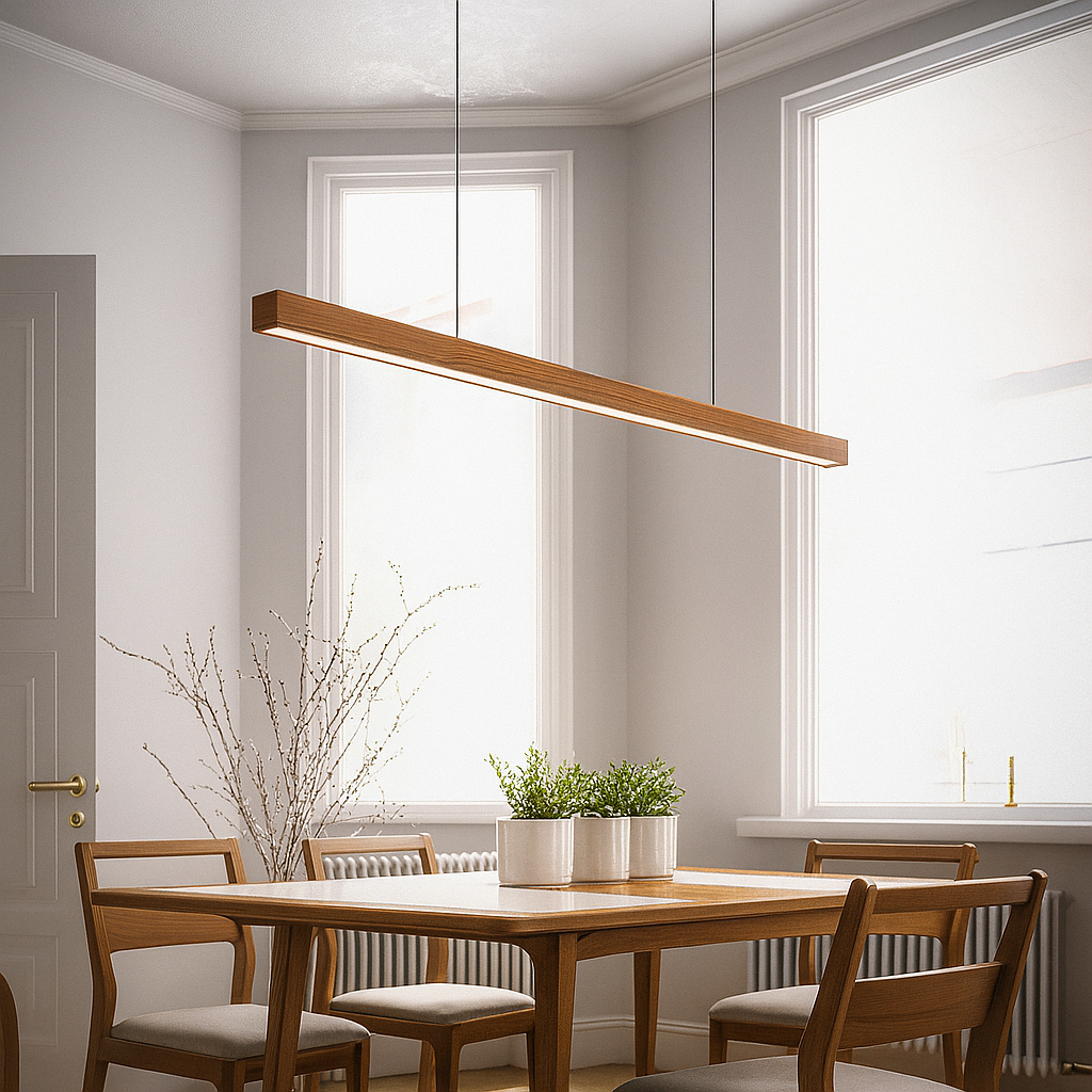 Linavo | Pendelleuchte aus Holz für die Kücheninsel, LED, 80 oder 120 cm