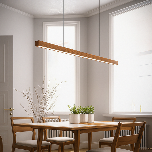 Linavo | Pendelleuchte aus Holz für die Kücheninsel, LED, 80 oder 120 cm