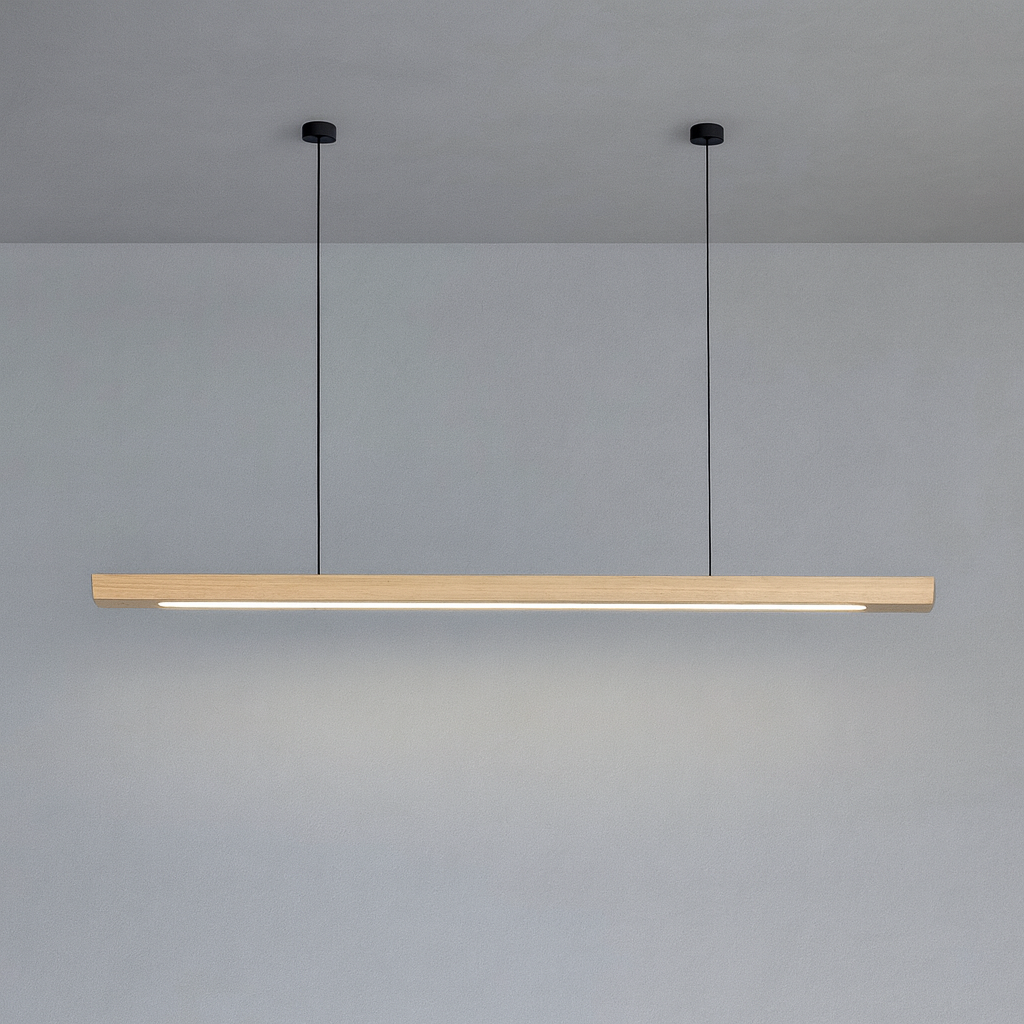 Linavo | Pendelleuchte aus Holz für die Kücheninsel, LED, 80 oder 120 cm