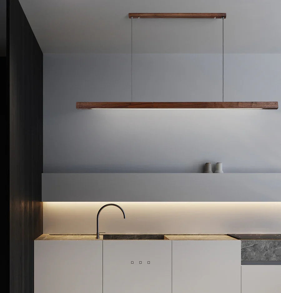 Linavo | Pendelleuchte aus Holz für die Kücheninsel, LED, 80 oder 120 cm