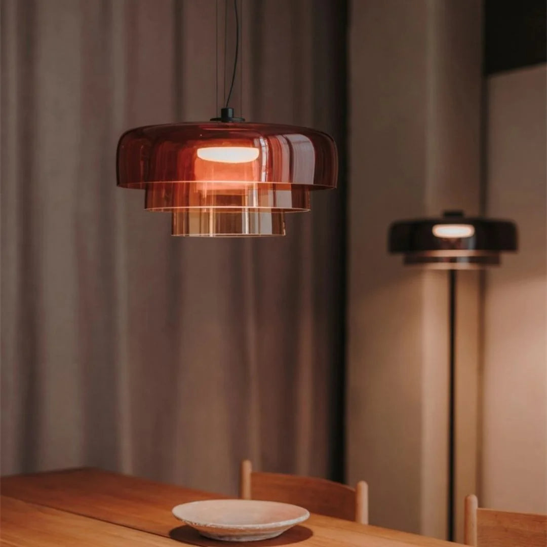 Veylum | Lampada a sospensione scandinava in vetro con paralume opalino