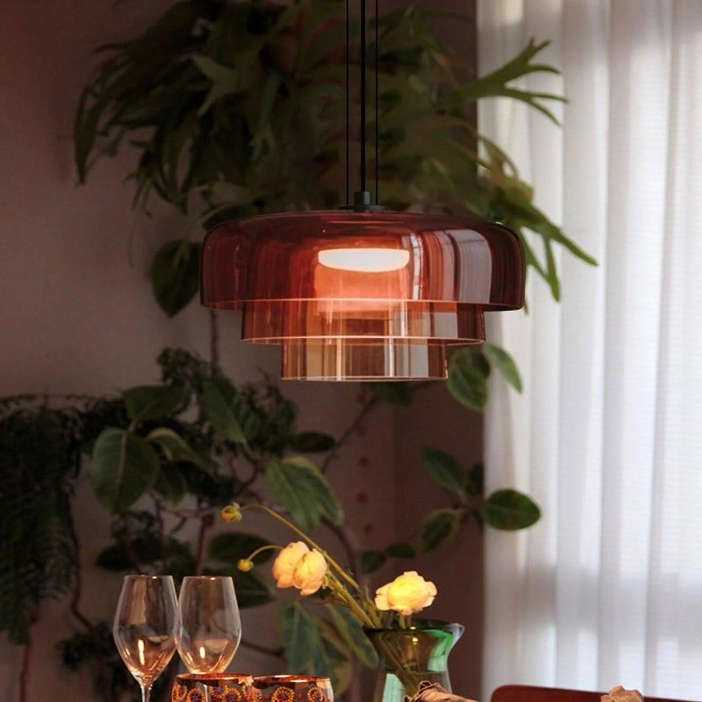 Veylum | Lampada a sospensione scandinava in vetro con paralume opalino