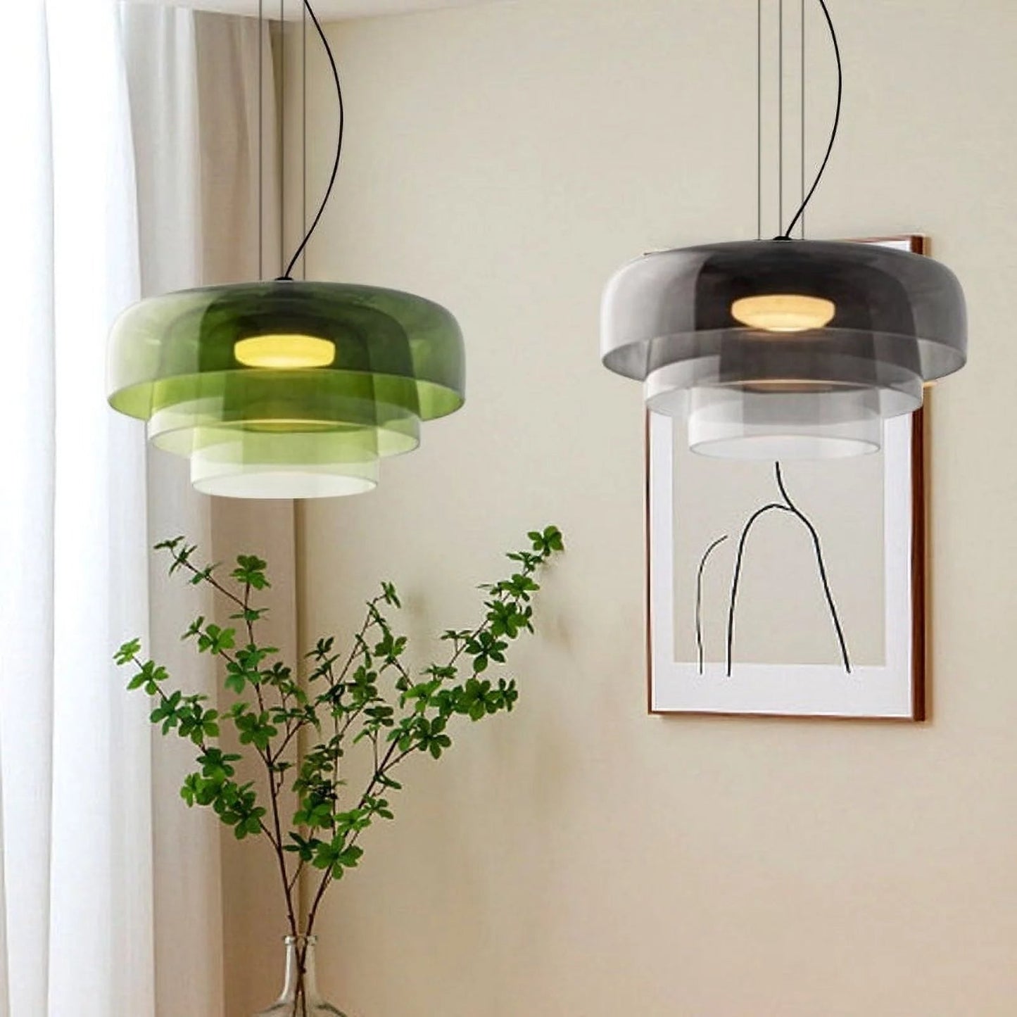 Veylum | Lampada a sospensione scandinava in vetro con paralume opalino