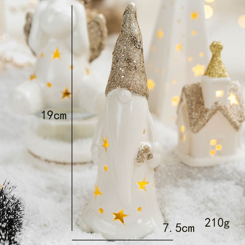 Glowmira | Décoration de Noël lumineuse à LED en forme de sapin ou de figurine, à piles