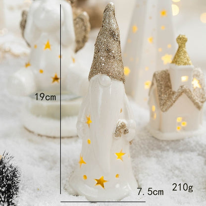 Glowmira | Décoration de Noël lumineuse à LED en forme de sapin ou de figurine, à piles