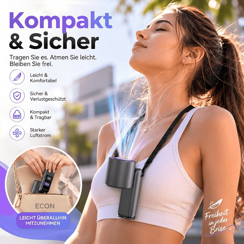 Hand fan with cooling plate & flashlight | Battery fan with 100 speeds, LED display & USB C | CoolGold