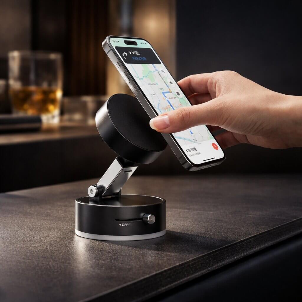 Haftelo | Magnetische Handyhalterung fürs Auto mit Vakuum-Saugnapf, 360° drehbar