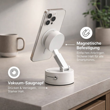 Haftelo | Magnetische Handyhalterung fürs Auto mit Vakuum-Saugnapf, 360° drehbar