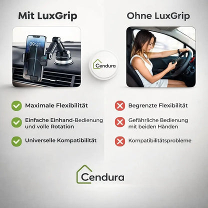 Car phone holder with suction cup | 360° rotatable smartphone holder for dashboard & windshield | LuxGrip