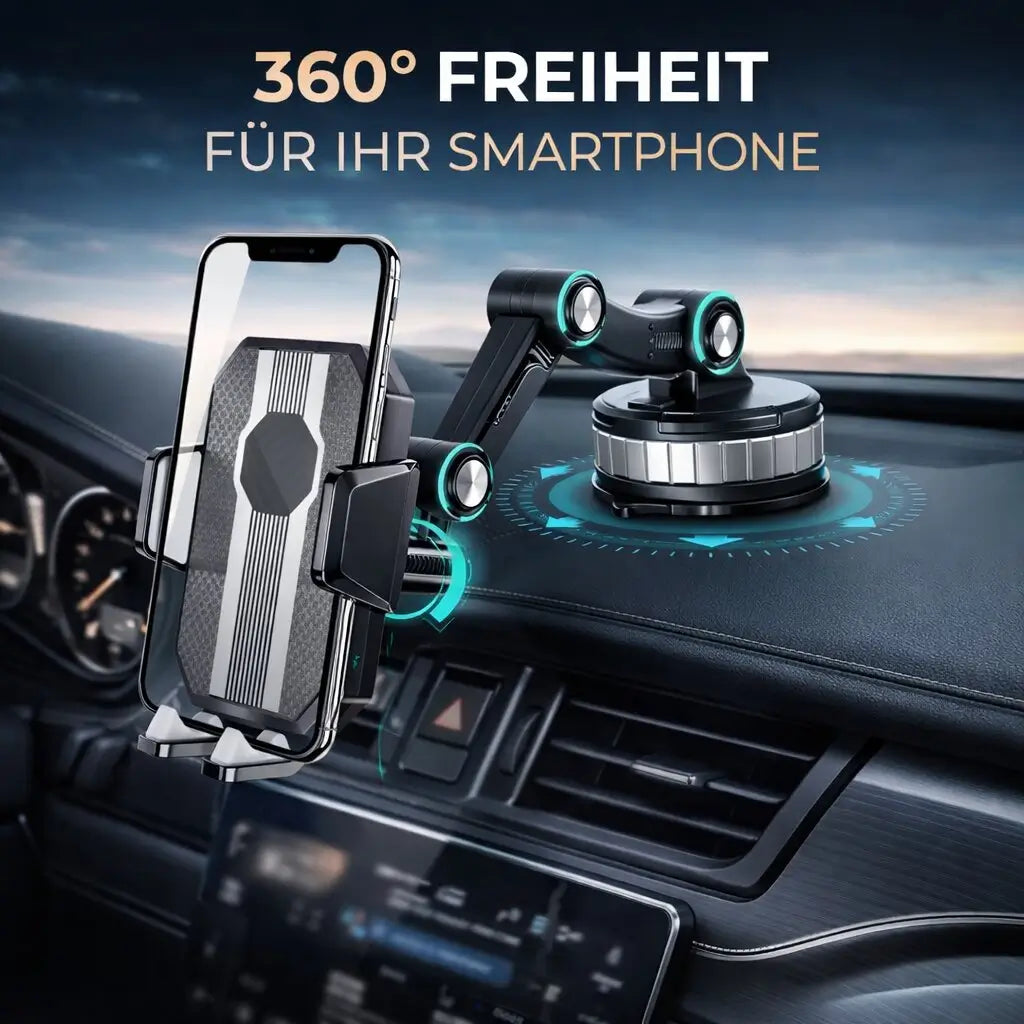 Car phone holder with suction cup | 360° rotatable smartphone holder for dashboard & windshield | LuxGrip