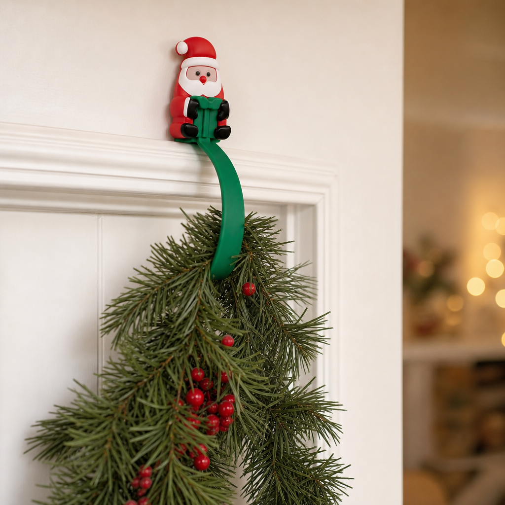 Klebino | Ganci adesivi in silicone a forma di Babbo Natale, set da 12 senza forare
