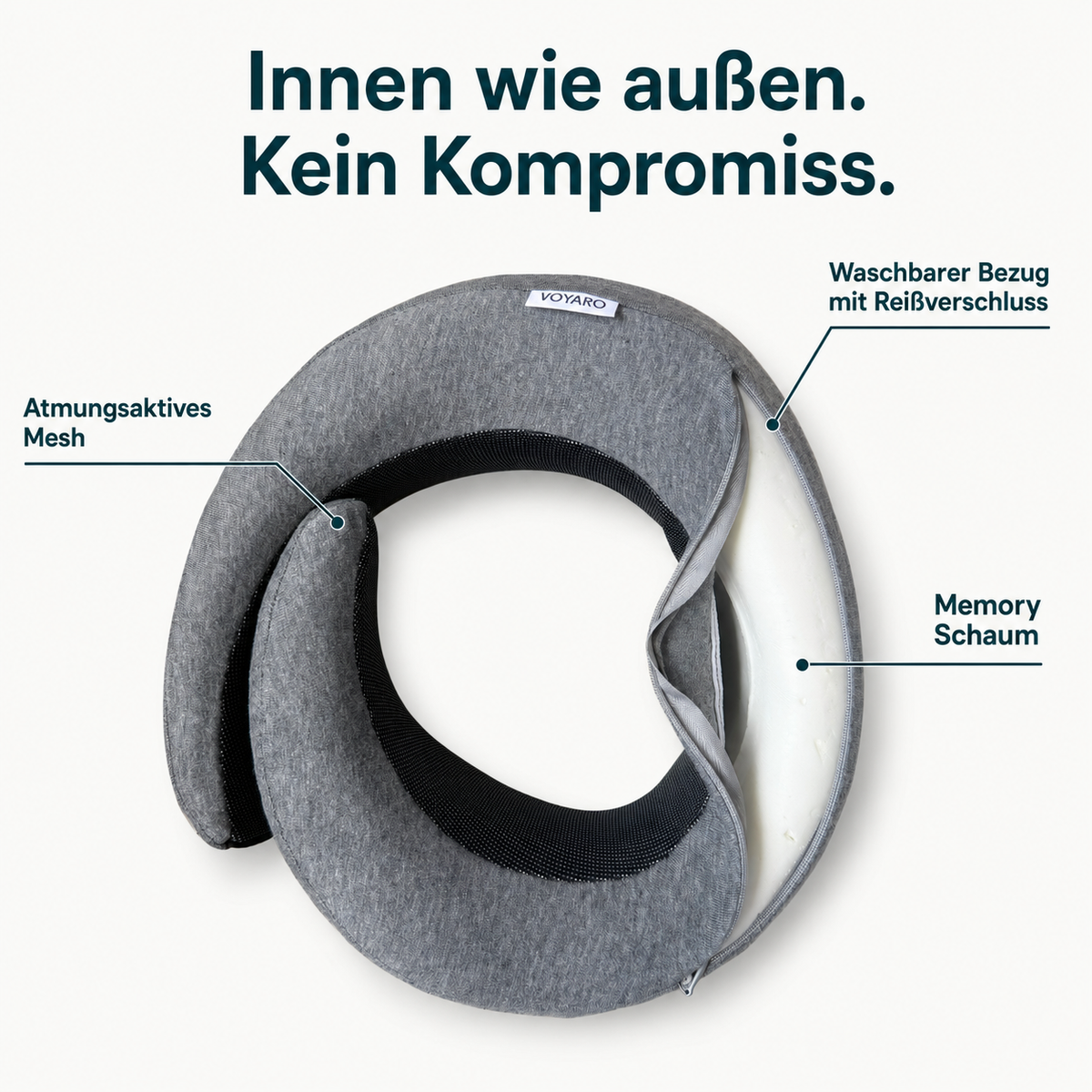 Reisola | Reisekissen mit Memory-Schaum, Nackenkissen für Flugzeug, Zug und Auto