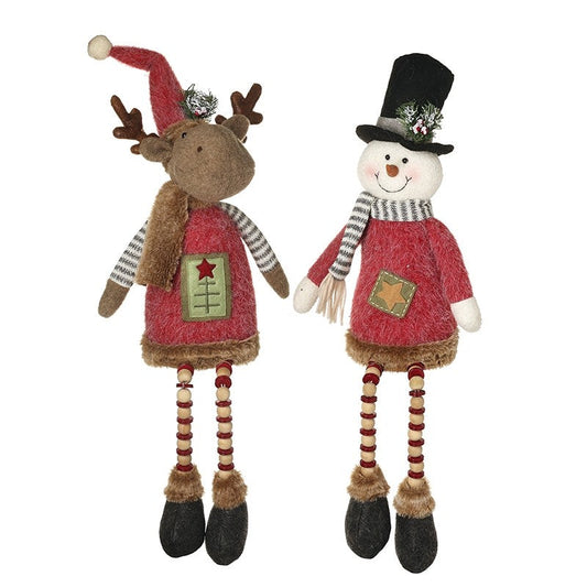 Fennow | Weihnachtsfigur Schneemann oder Rentier zum Sitzen, 66 cm