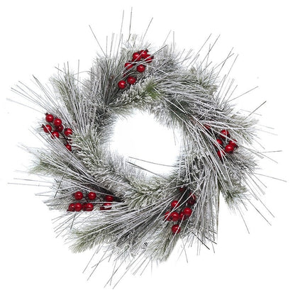 Frostina | Weihnachtsdeko Türkranz 80 cm, bereift mit Beerenbüscheln