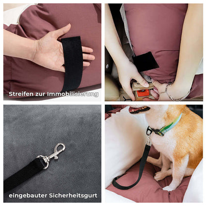 Caniva | Asiento de coche para perros con sujeción al cinturón y funda lavable, talla M y L