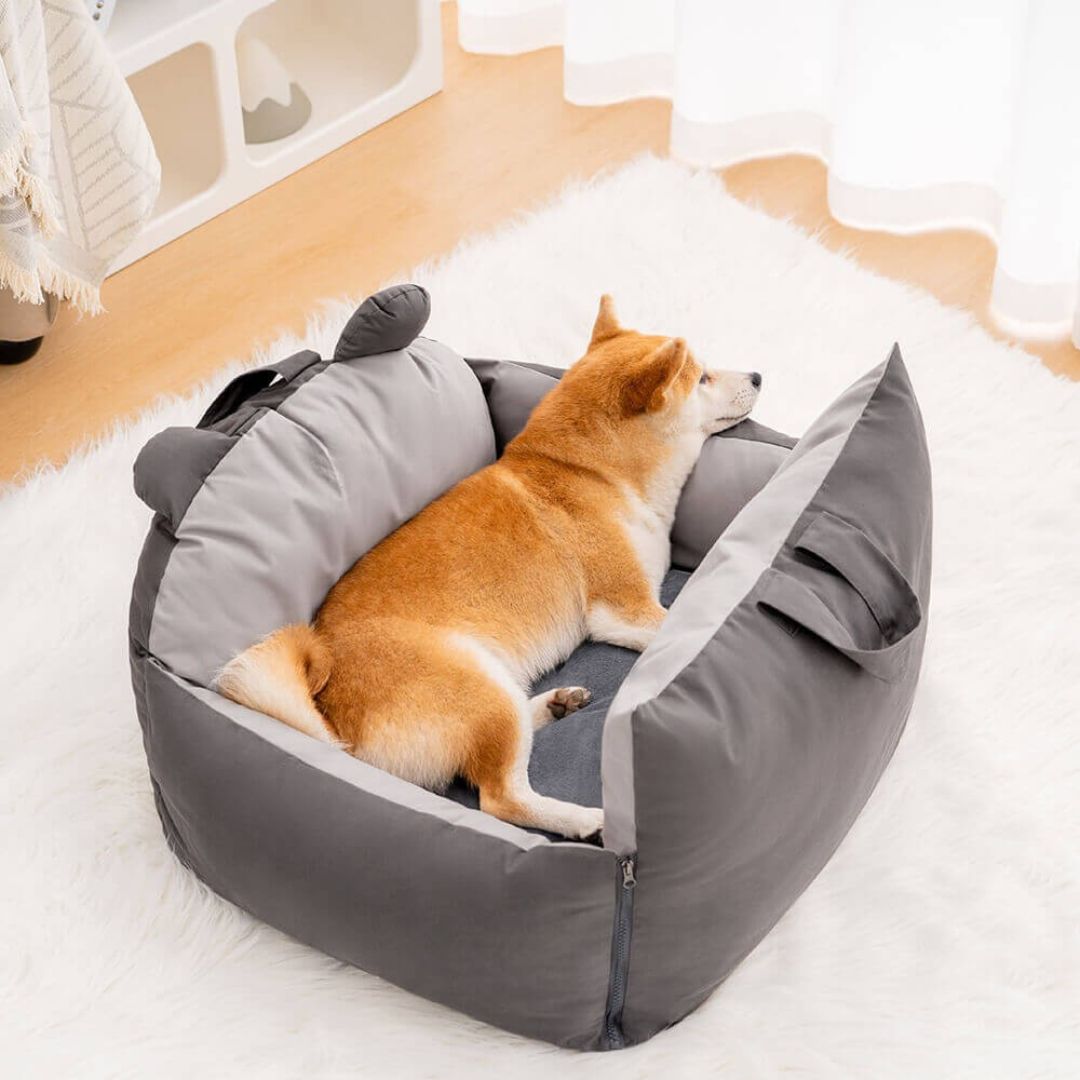 Caniva | Asiento de coche para perros con sujeción al cinturón y funda lavable, talla M y L