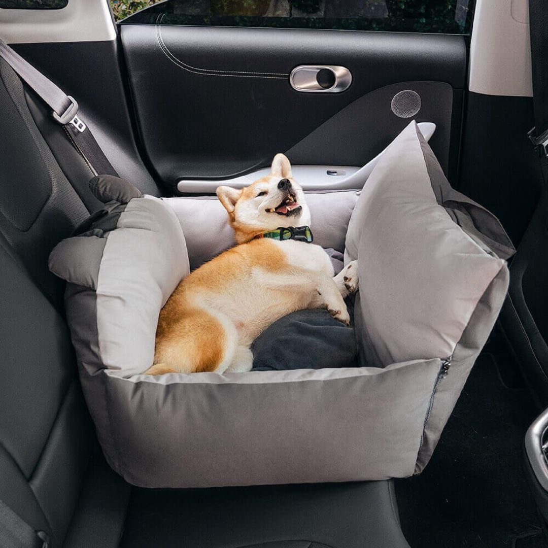 Caniva | Asiento de coche para perros con sujeción al cinturón y funda lavable, talla M y L