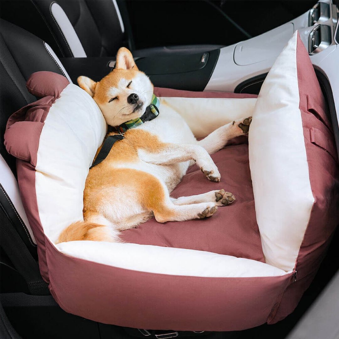 Caniva | Asiento de coche para perros con sujeción al cinturón y funda lavable, talla M y L