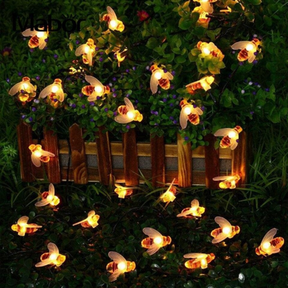 Catena luminosa solare con api mellifere – Impermeabile e a risparmio energetico per il giardino