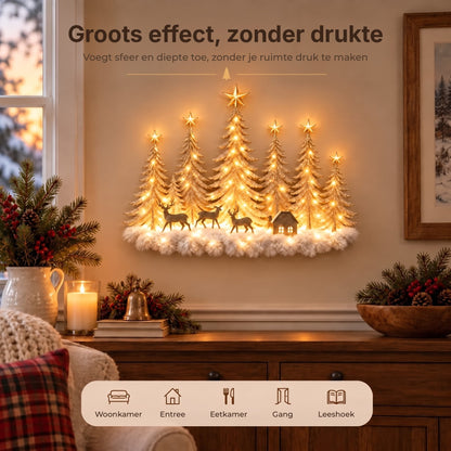 Silvanor | Beleuchtete 3D Wanddeko Winterwald mit LED, 40 × 32 cm