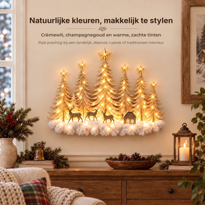 Silvanor | Beleuchtete 3D Wanddeko Winterwald mit LED, 40 × 32 cm