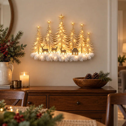 Silvanor | Beleuchtete 3D Wanddeko Winterwald mit LED, 40 × 32 cm