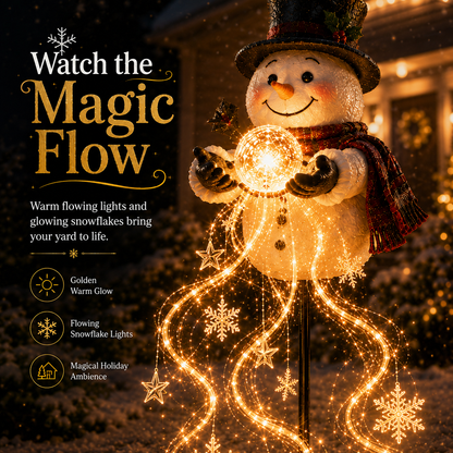 Frostino | Solar Snowman Garden Light with Flowing Snowflake Lights