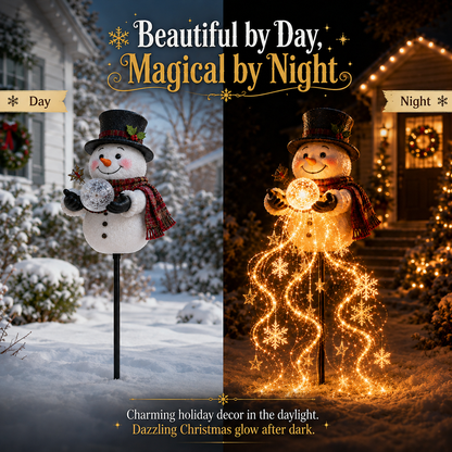 Frostino | Solar Snowman Garden Light with Flowing Snowflake Lights