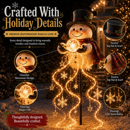 Frostino | Solar Snowman Garden Light with Flowing Snowflake Lights