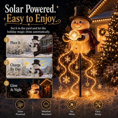 Frostino | Solar Snowman Garden Light with Flowing Snowflake Lights