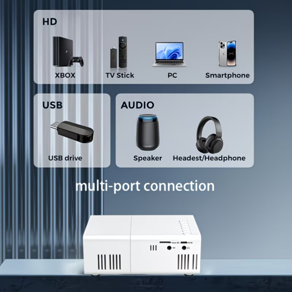 Vistora | Mini proyector compatible con 1080p, altavoz y mando a distancia