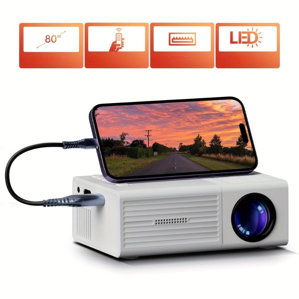 Lumavel | Mini proyector LED de 3000 lúmenes con mando a distancia para películas y videojuegos
