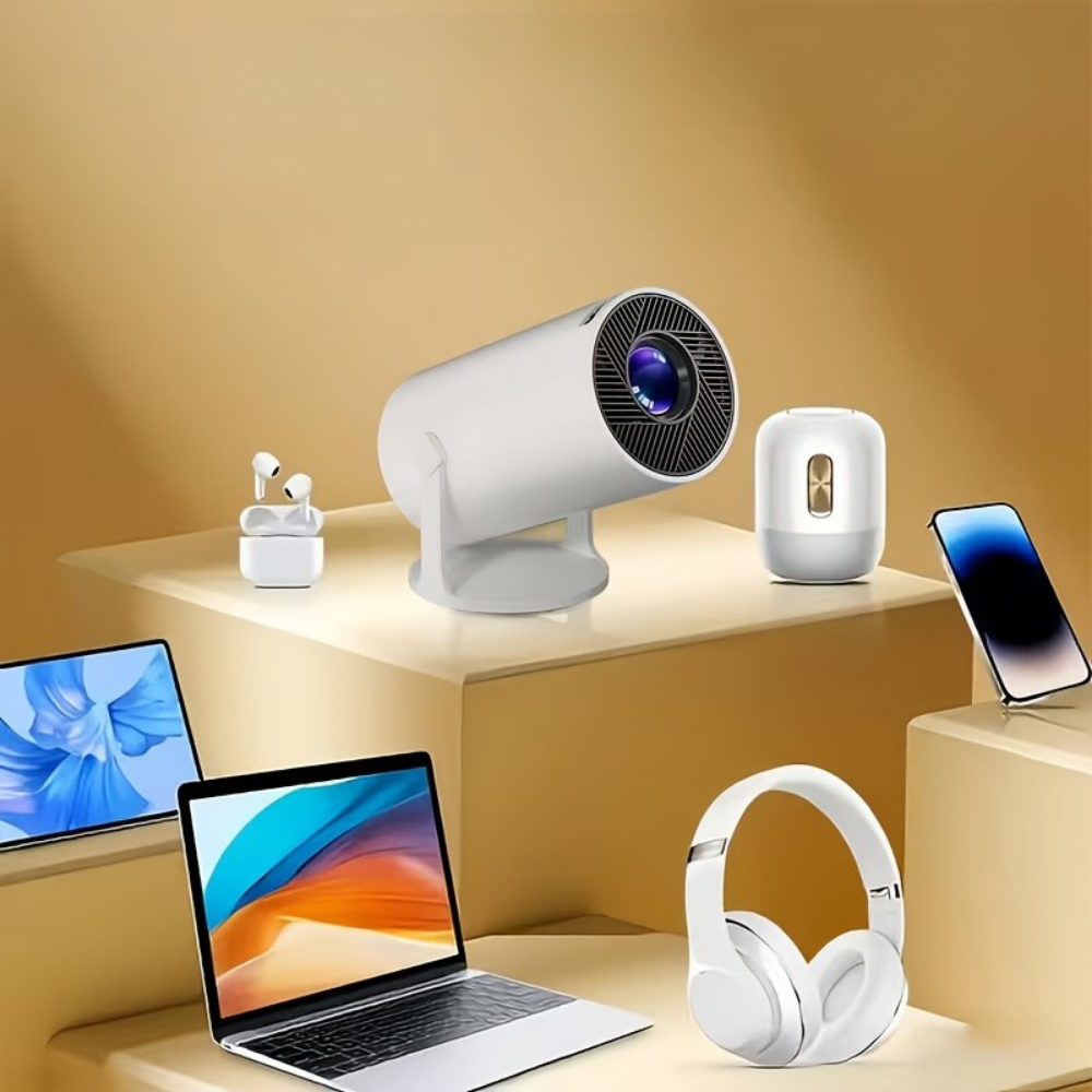 Rotavia | Mini proiettore Full HD con Wi-Fi, Bluetooth e testa girevole a 180°