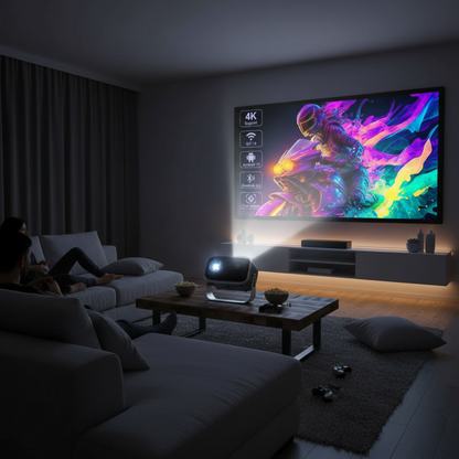 Strevolo | Mini proiettore con Wi-Fi e Bluetooth, riproduzione 4K e telecomando