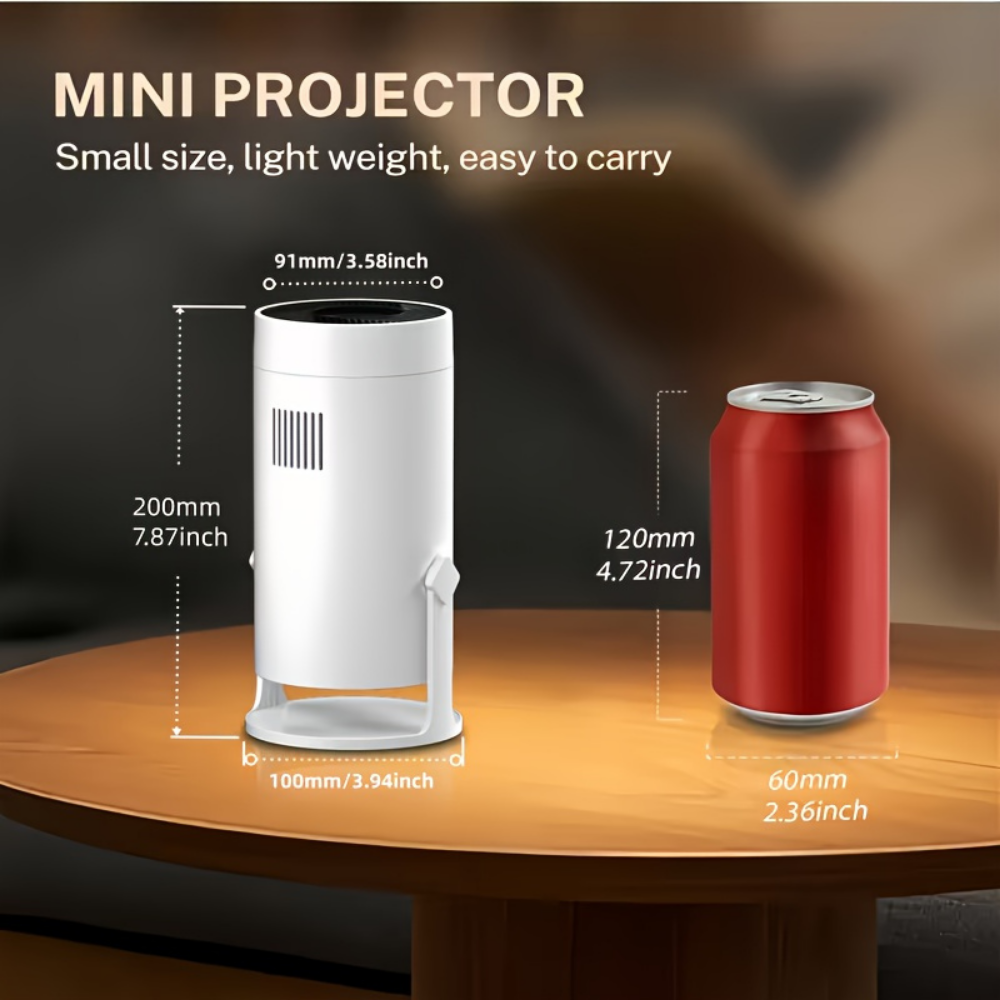 Rotavia | Mini proiettore Full HD con Wi-Fi, Bluetooth e testa girevole a 180°