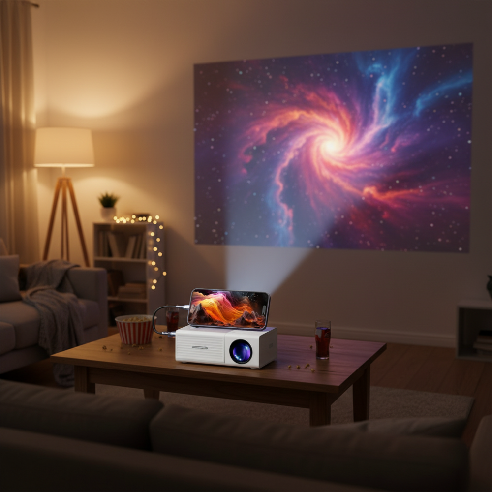 Lumavel | Mini proyector LED de 3000 lúmenes con mando a distancia para películas y videojuegos