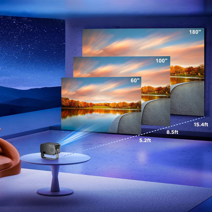Strevolo | Mini proiettore con Wi-Fi e Bluetooth, riproduzione 4K e telecomando