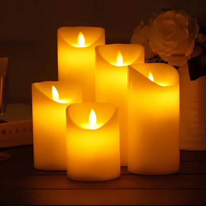 Flickora | LED Kerzen mit Flackereffekt und Seilumwicklung, 3er Set